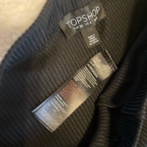 Womens Black TopShop Stretchy Ribbed Leggings Pants with Bell bottoms - Picture 3 of 7